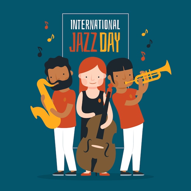 Flat design international jazz day concept