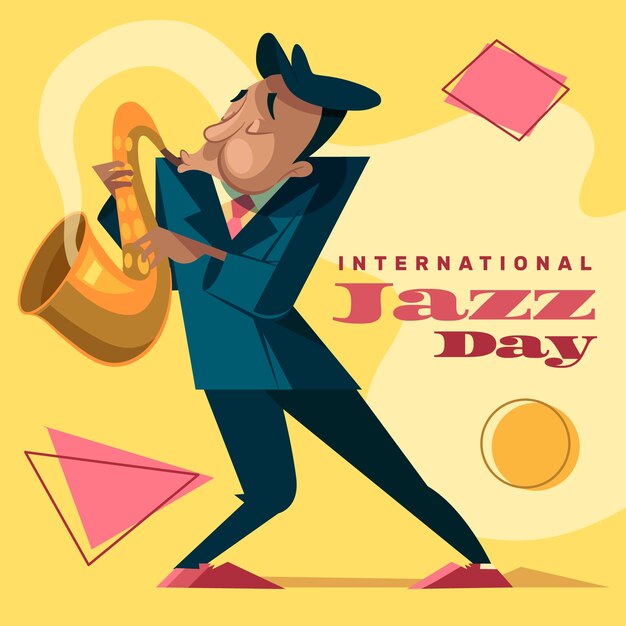 Flat design international jazz day concept