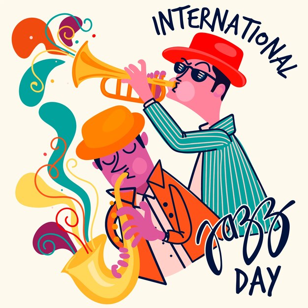 Flat design international jazz day concept