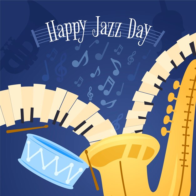 Flat design international jazz day concept