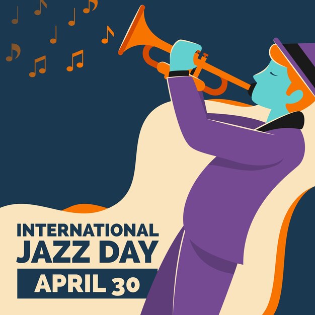 Flat design international jazz day event