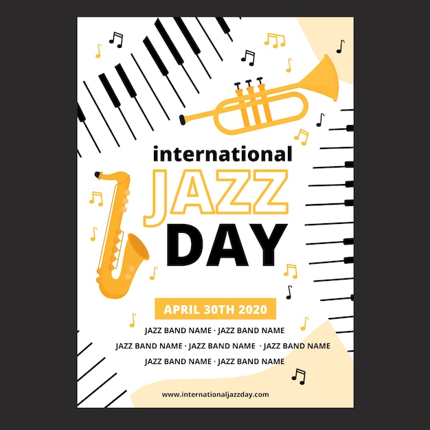 Flat design international jazz day poster