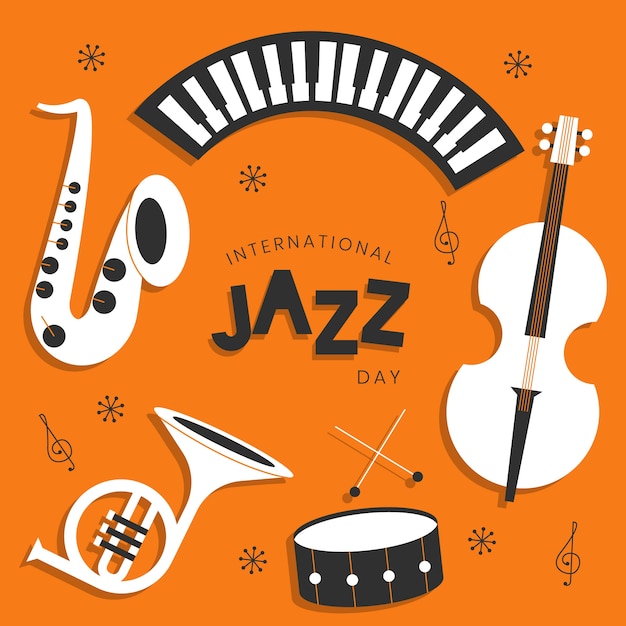 Vettore gratuito tema della giornata internazionale del jazz design piatto