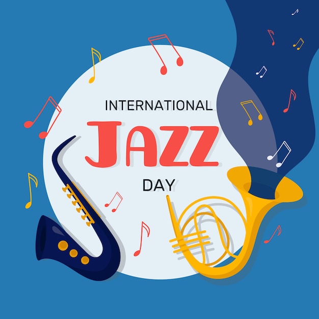 Free vector flat design international jazz day