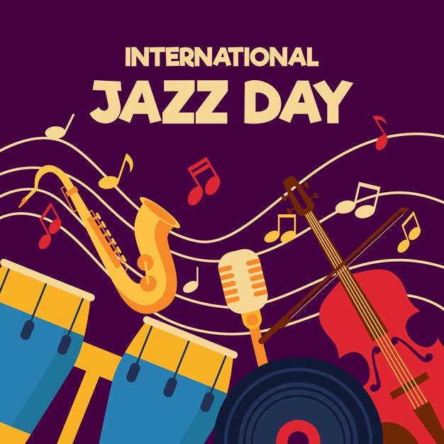 Flat design international jazz day