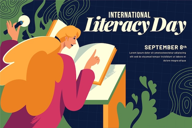 Vettore gratuito giornata internazionale dell'alfabetizzazione design piatto