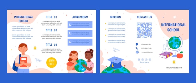 Free vector flat design international school brochure