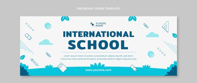 Free vector flat design international school facebook cover