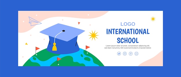 Free vector flat design international school facebook cover