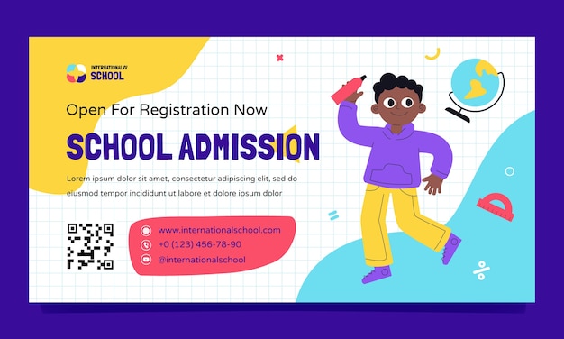 Flat design international school facebook template