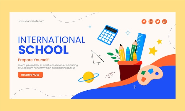 Modello di facebook della flat design international school