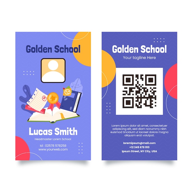 Flat design international school id card