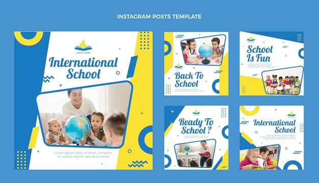 Flat design international school instagram posts