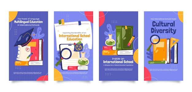 Flat design international school  instagram stories