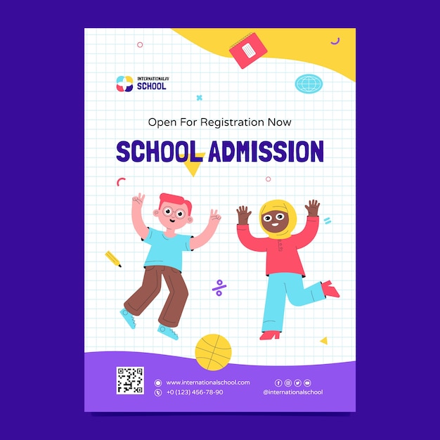 Flat design international school poster