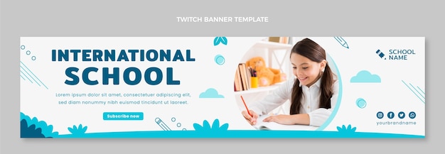 Free vector flat design international school twitch banner