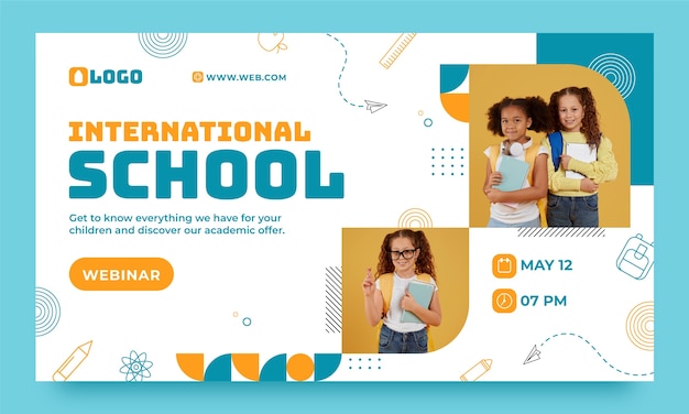 Flat design international school webinar template