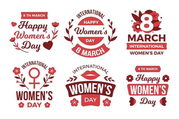 Free vector flat design international women's day labels pack