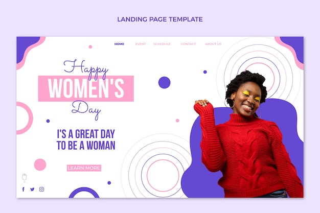 無料ベクター フラットデザインの国際女性デーのランディングページ