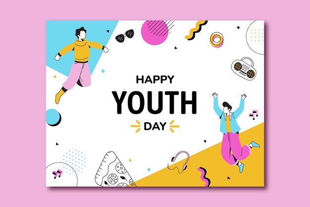평면 디자인 국제 청소년의 날 photocall 템플릿