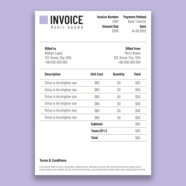 Free vector flat design invoice template