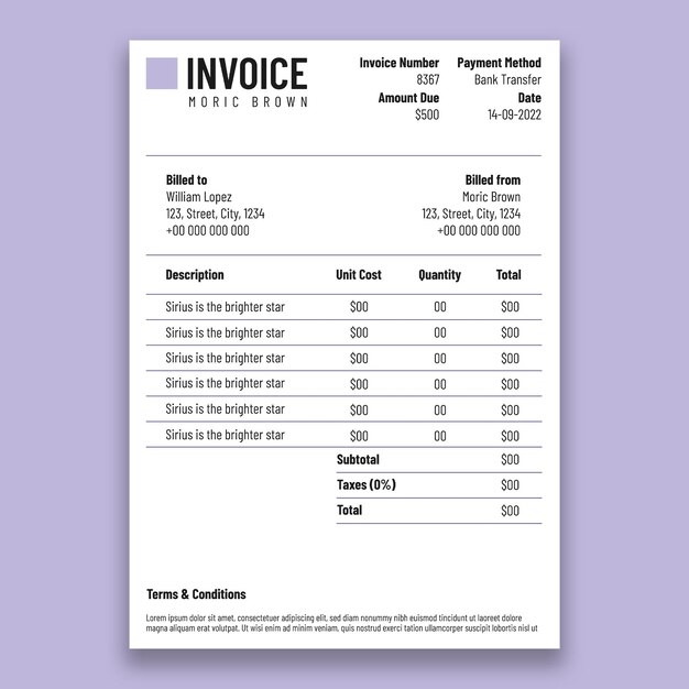 Flat design invoice template