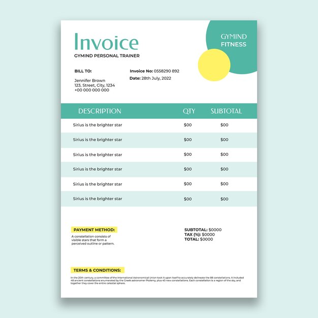 Flat design invoice template