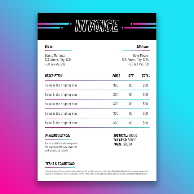 Flat design invoice template