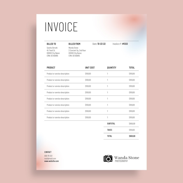 Free vector flat design invoice template