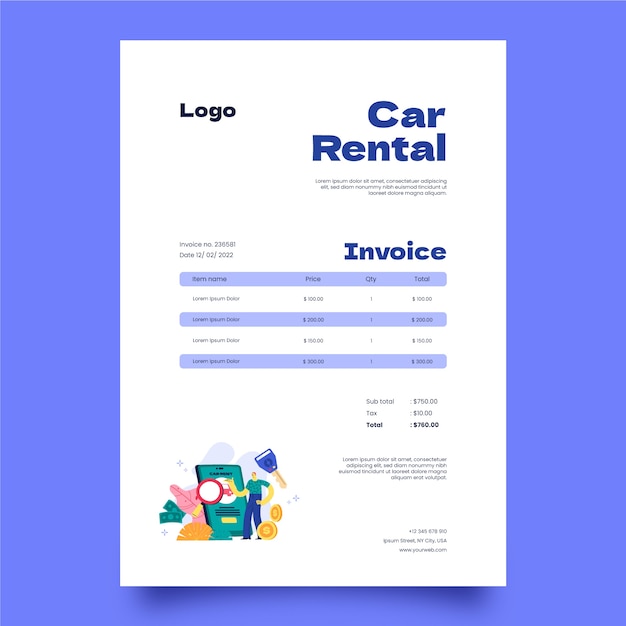 Free vector flat design invoice template