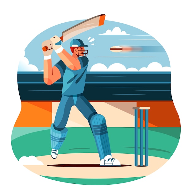 Flat design ipl cricket illustration