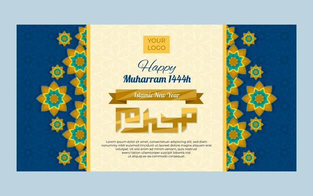 Flat design islamic new year facebook post