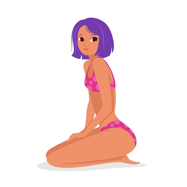 Free vector flat design isolated girl in bikini illustration