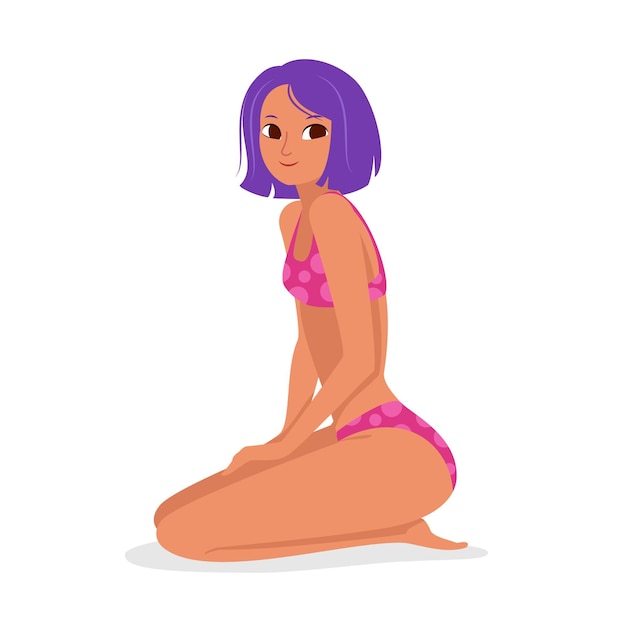 Ragazza isolata design piatto in illustrazione bikini