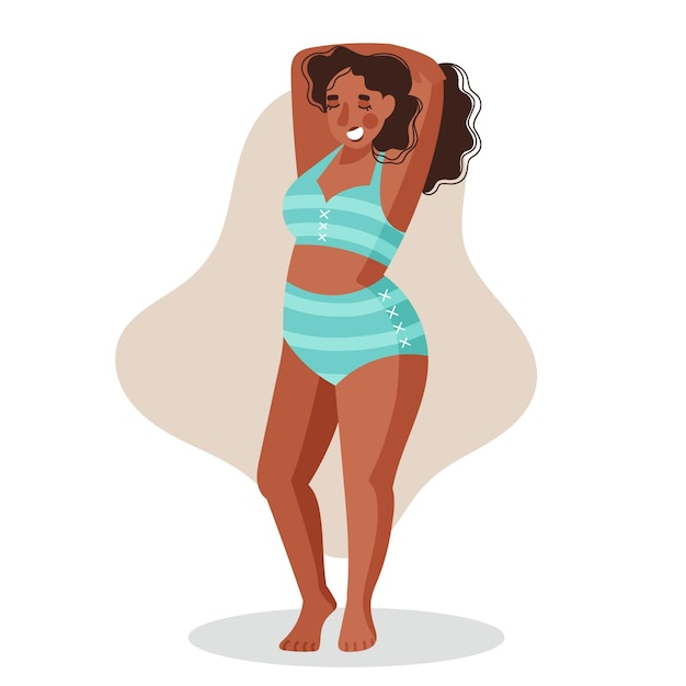 Free vector flat design isolated girl in bikini