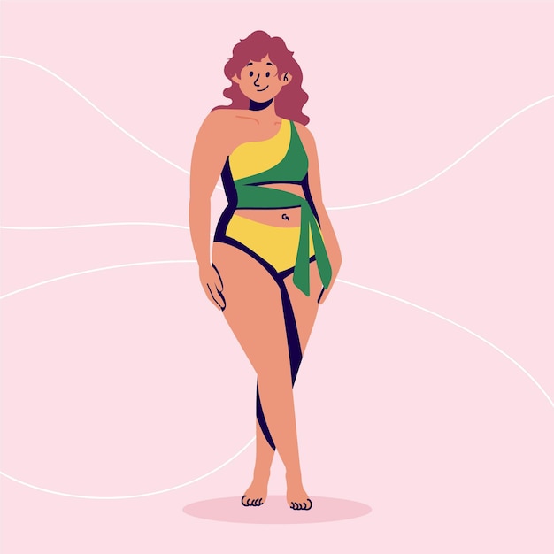 Free vector flat design isolated girl in bikini