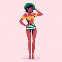 Free vector flat design isolated girl in bikini