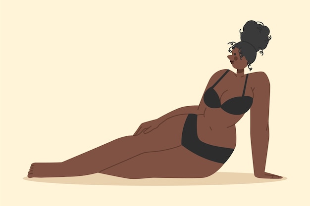 Free vector flat design isolated girl in bikini