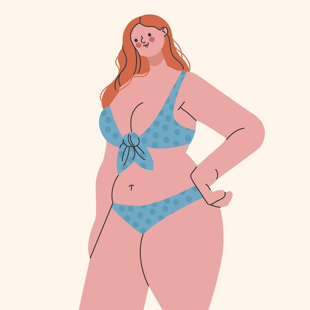 Free vector flat design isolated girl in bikini