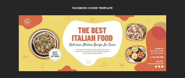 無料ベクター フラットデザインのイタリア料理facebookカバー