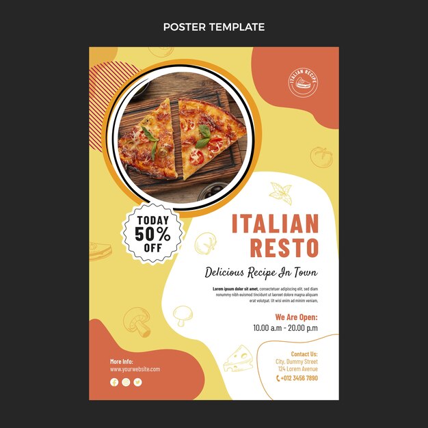 flat design italian food poster template