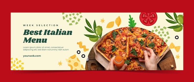 Free vector flat design italian restaurant  twitter header