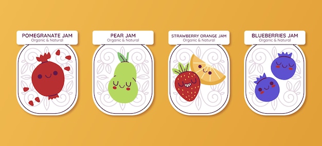 Flat design jam badges collection