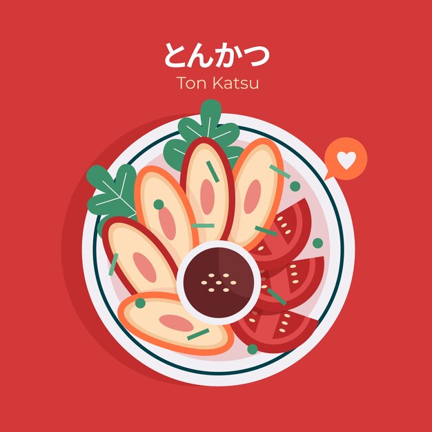 フラットデザイン日本食イラスト