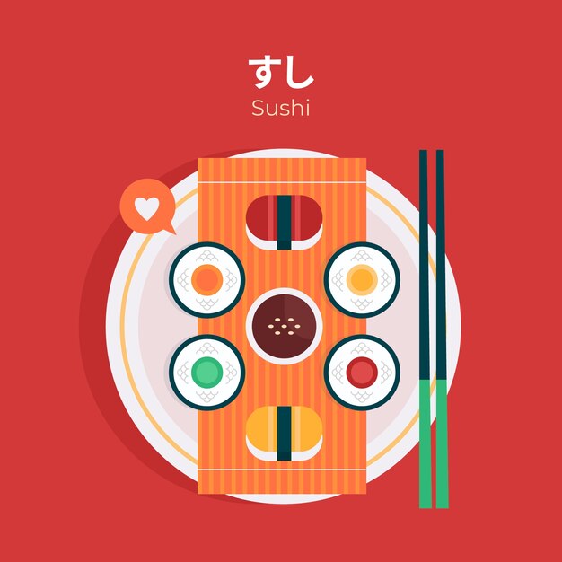 フラットデザイン日本食イラスト
