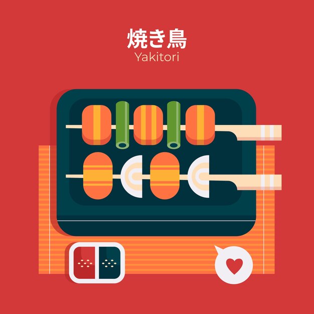 フラットデザイン日本食イラスト