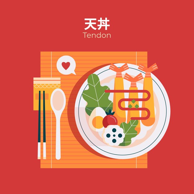 フラットデザイン日本食イラスト