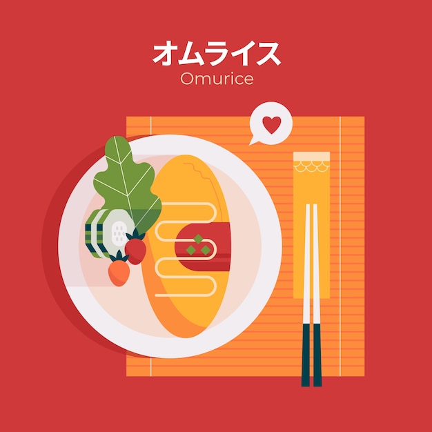 Free vector flat design japan food illustration