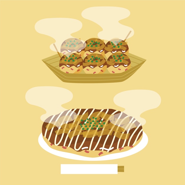 Flat design japan food illustration