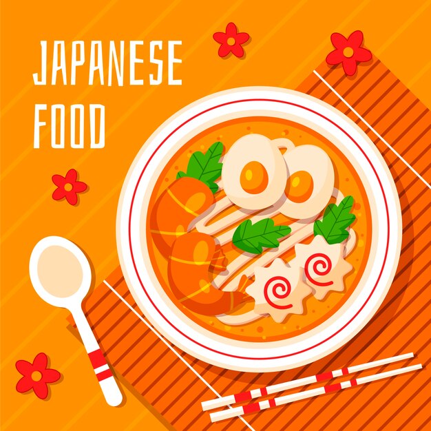 Flat design japan food illustration